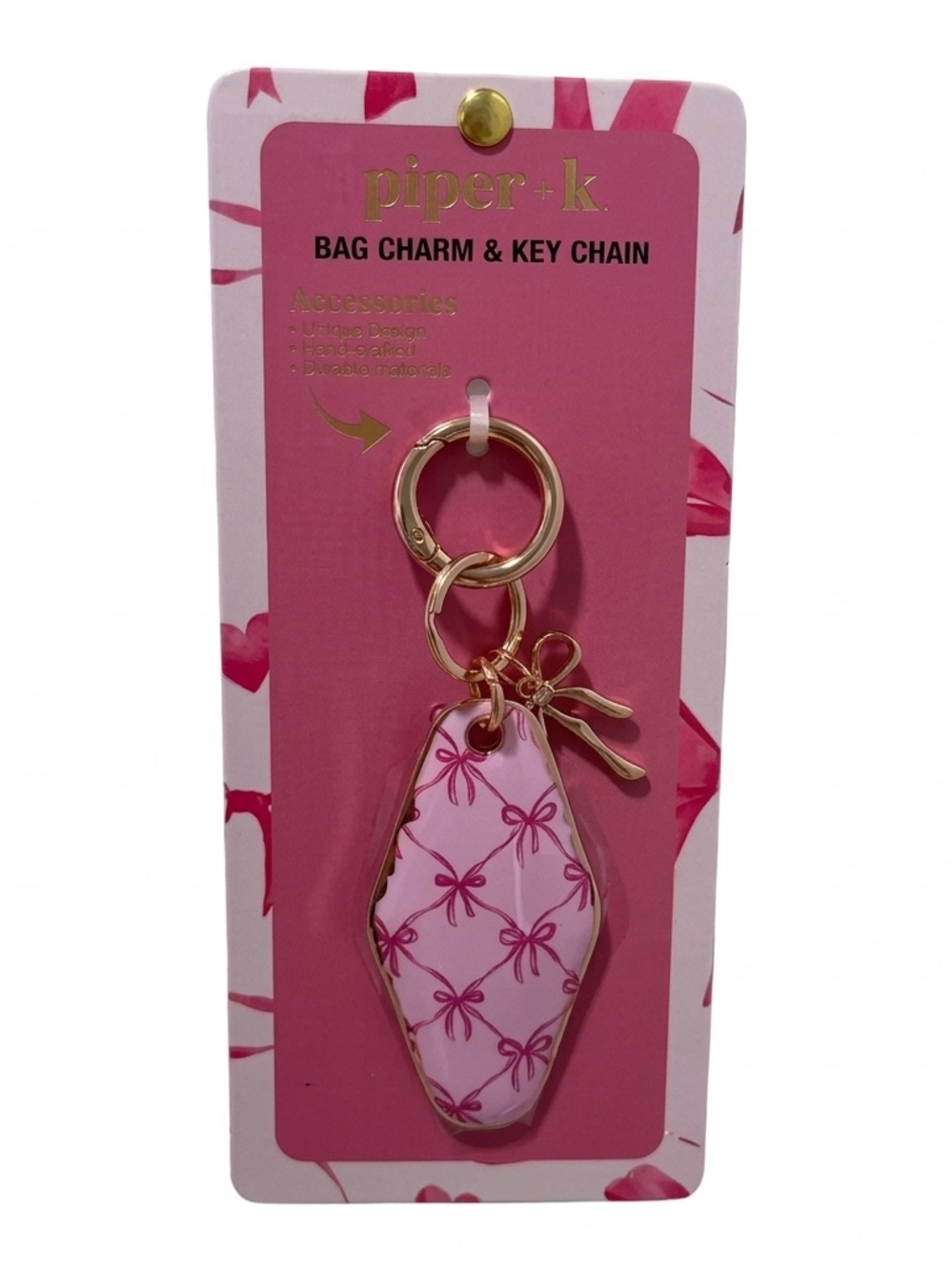 piper•k Pink Bow 🎀 Pattern Bag Charm & Key Chain
